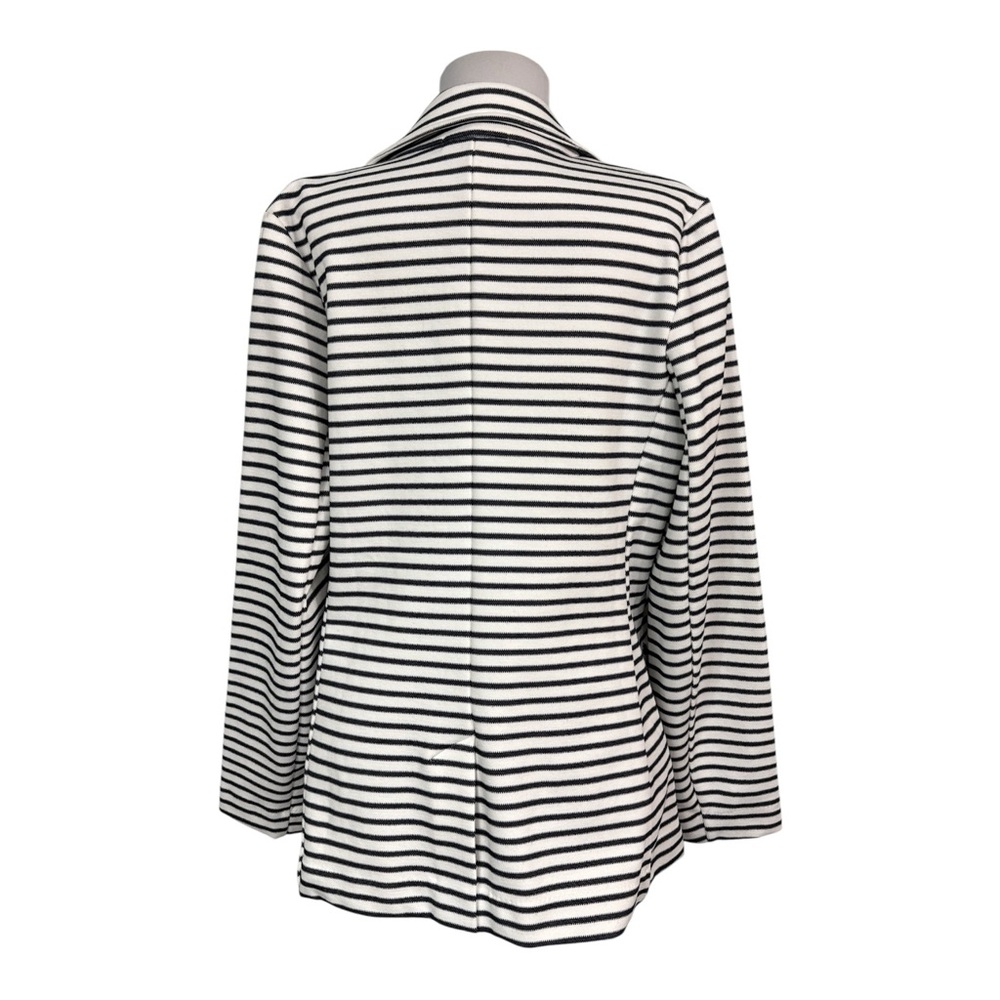 Banana Republic Preppy Large Knit Blazer Jacket Striped Stretch Pockets Navy - Picture 3 of 7
